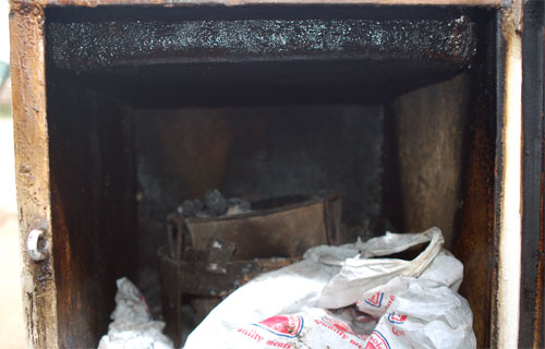 Inside the Sausage Heating Cart