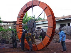 Craftskills - Water wheel at a water project in Cameroon