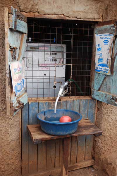 petrol-pump Kerosene is dispensed from a caged petrol pump for security