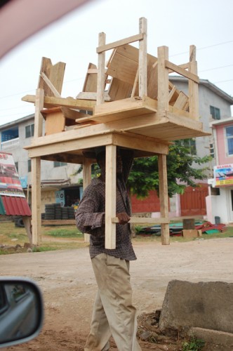 Carrying tables and chairs