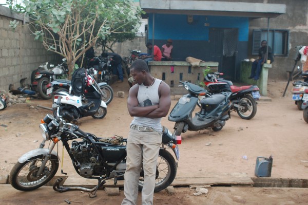 Motorcycle mechanic's shop